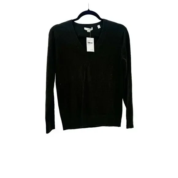 Vince Weekend Cashmere V-neck Dark Pine Pullover Sweater Long Sleeve XXS NWT